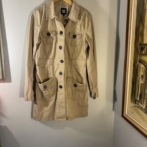 Old Navy Khaki Utility Trench Jacket Safari Style Field Coat Chore Jacket Medium